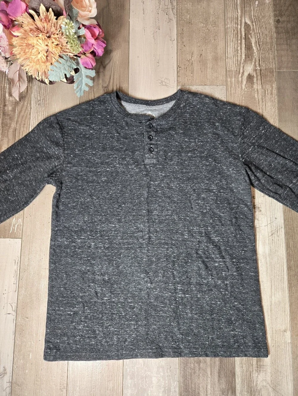 Thereabouts Boys Charcoal Henley Long Sleeve Shirt Size Large 14/16 Husky